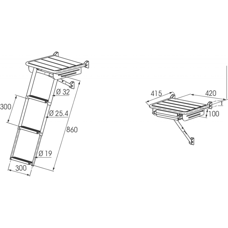 PLANCETTA CM.42X42 C/SCALETTA