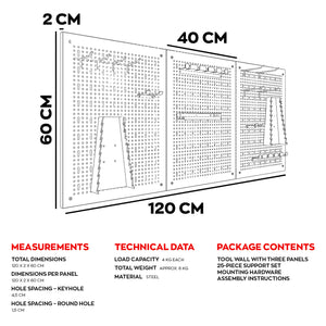 Planner - Pannello forato per appendere attrezzi, scaffale da parete da officina
