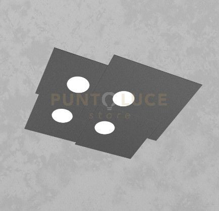 PLATE PLAFONIERA 4 LUCI QUADRA GRIGIO ANTRACITE 1129-PL4-GA