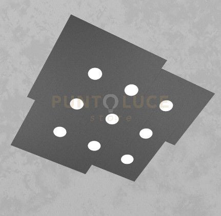 PLATE PLAFONIERA 9 LUCI GRIGIO ANTRACITE 1129-PL9-GA