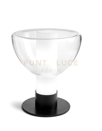 PLATO LAMPADA DA TAVOLO 2 LUCI ATTACCO G9  IN METALLO NERO E VETRO SOFFIATO