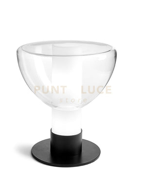 PLATO LAMPADA DA TAVOLO 2 LUCI ATTACCO G9  IN METALLO NERO E VETRO SOFFIATO