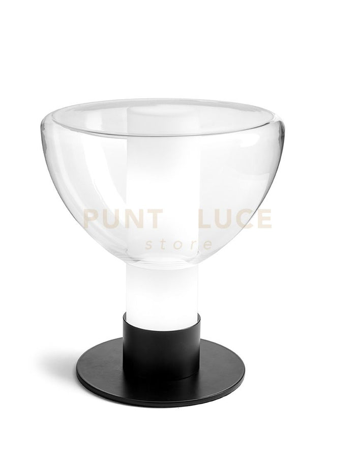 PLATO LAMPADA DA TAVOLO 2 LUCI ATTACCO G9  IN METALLO NERO E VETRO SOFFIATO