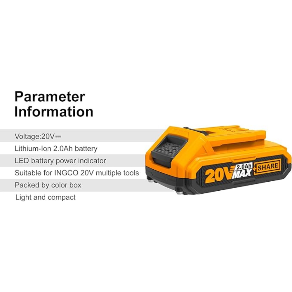 Batteria ioni litio 20v 2ah indicatore led potenza costante strumenti elettrici