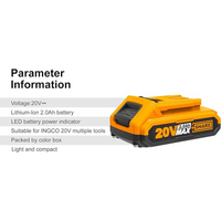 Batteria ioni litio 20v 2ah indicatore led potenza costante strumenti elettrici