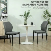 Set 2 Sedie da Pranzo Imbottite in Velluto con Schienale Ergonomico Senza Braccioli, Grigio