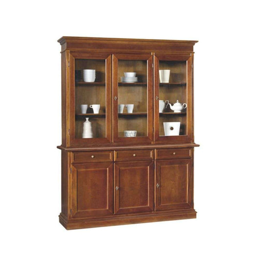 Cristalleria color noce con 6 ante 3 cassetti in stile classico in legno e mdf con rifinitura in noce lucido 156x42x205 H