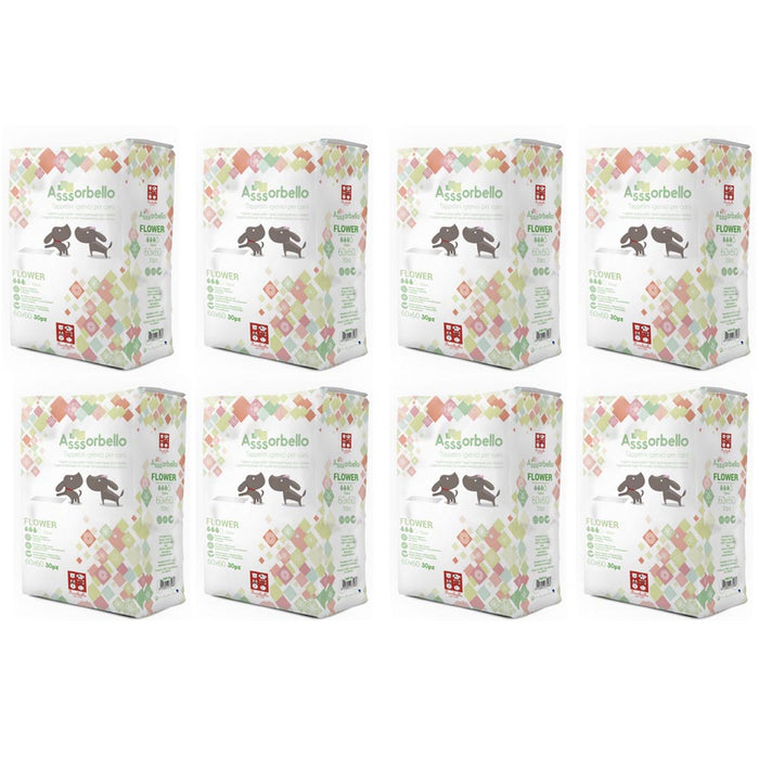 Multipack 8 confezioni assorbello tappetini igienici flower per cani 60x60