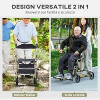 Deambulatore Pieghevole con Poggiapiedi e Borsa, in Alluminio, PP e Poliestere, 59x104x88-101 cm, Giallo e Verde