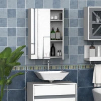 Homcom Mobiletto Pensile da Bagno con 2 Ante e Specchiera in MDF Bianco 60 x 75 x 15cm