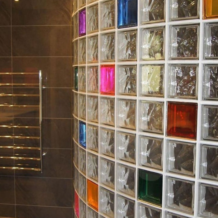 Vetromattone ondulato modello agua perlato 190 x 190 x 80 mm confezione 6 pezzi