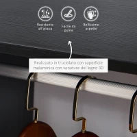 Mobile Appendiabiti con Barra in Alluminio e 2 Ripiani Aperti, in Truciolato, 60x40x128 cm, Nero