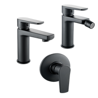 Tris rubinetti miscelatori bidet lavabo doccia incasso linea africa nero opaco