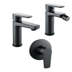 Tris rubinetti miscelatori bidet lavabo doccia incasso linea africa nero opaco
