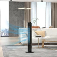Ventilatore a Torre 45W a 4 Modalità e 3 Velocità con Timer da 12h, in ABS, Ø31.5x96 cm, Nero
