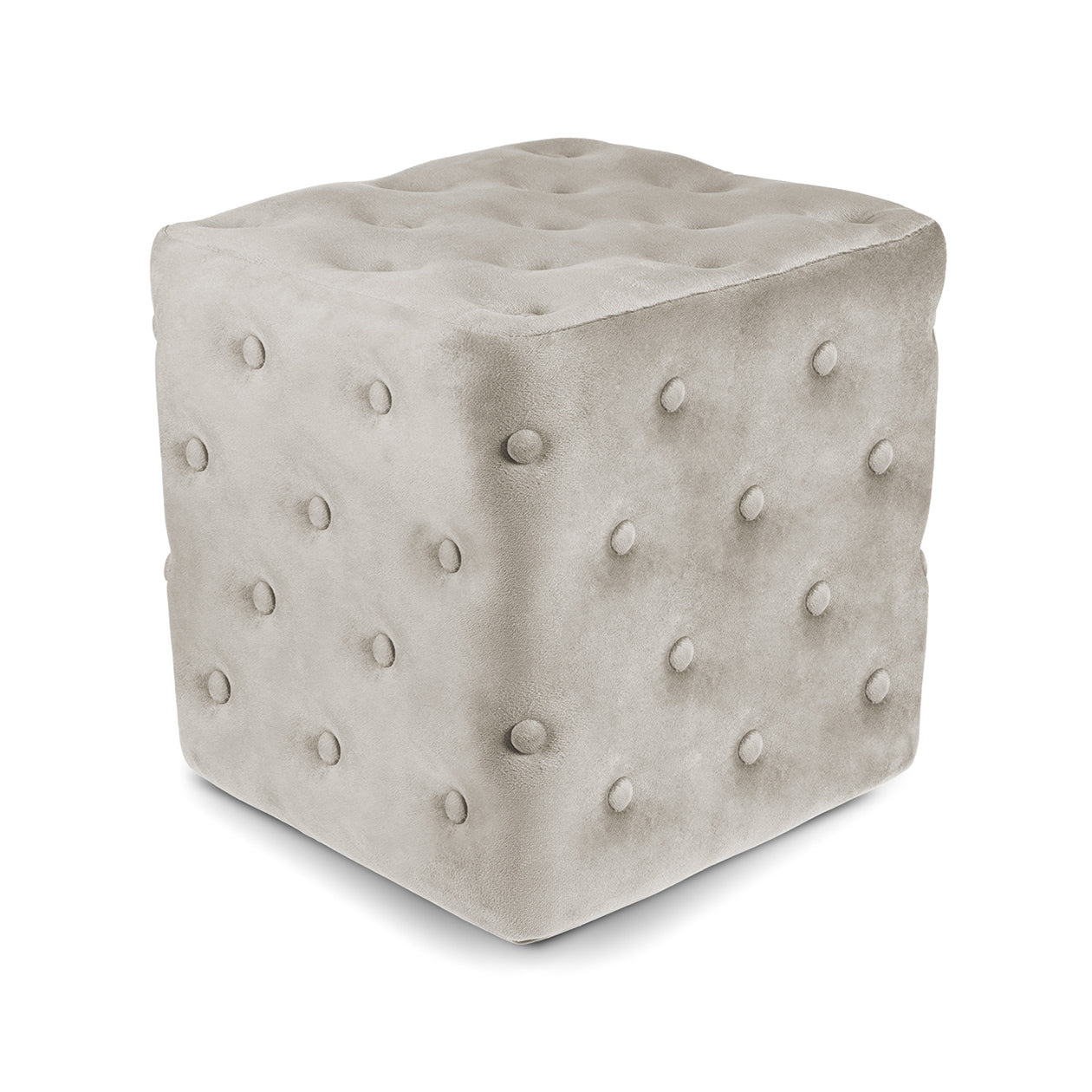 Pouf poggiapiedi quadrato, pouf divano in velluto tortora mod.Otto