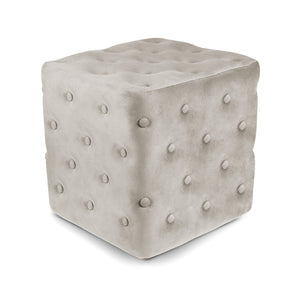 Pouf poggiapiedi quadrato, pouf divano in velluto tortora mod.Otto