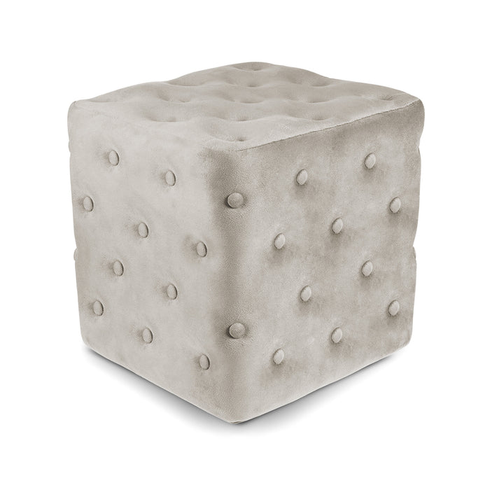 Pouf poggiapiedi quadrato, pouf divano in velluto tortora mod.Otto