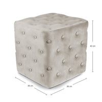 Pouf poggiapiedi quadrato, pouf divano in velluto tortora mod.Otto