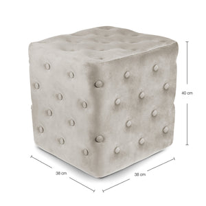 Pouf poggiapiedi quadrato, pouf divano in velluto tortora mod.Otto