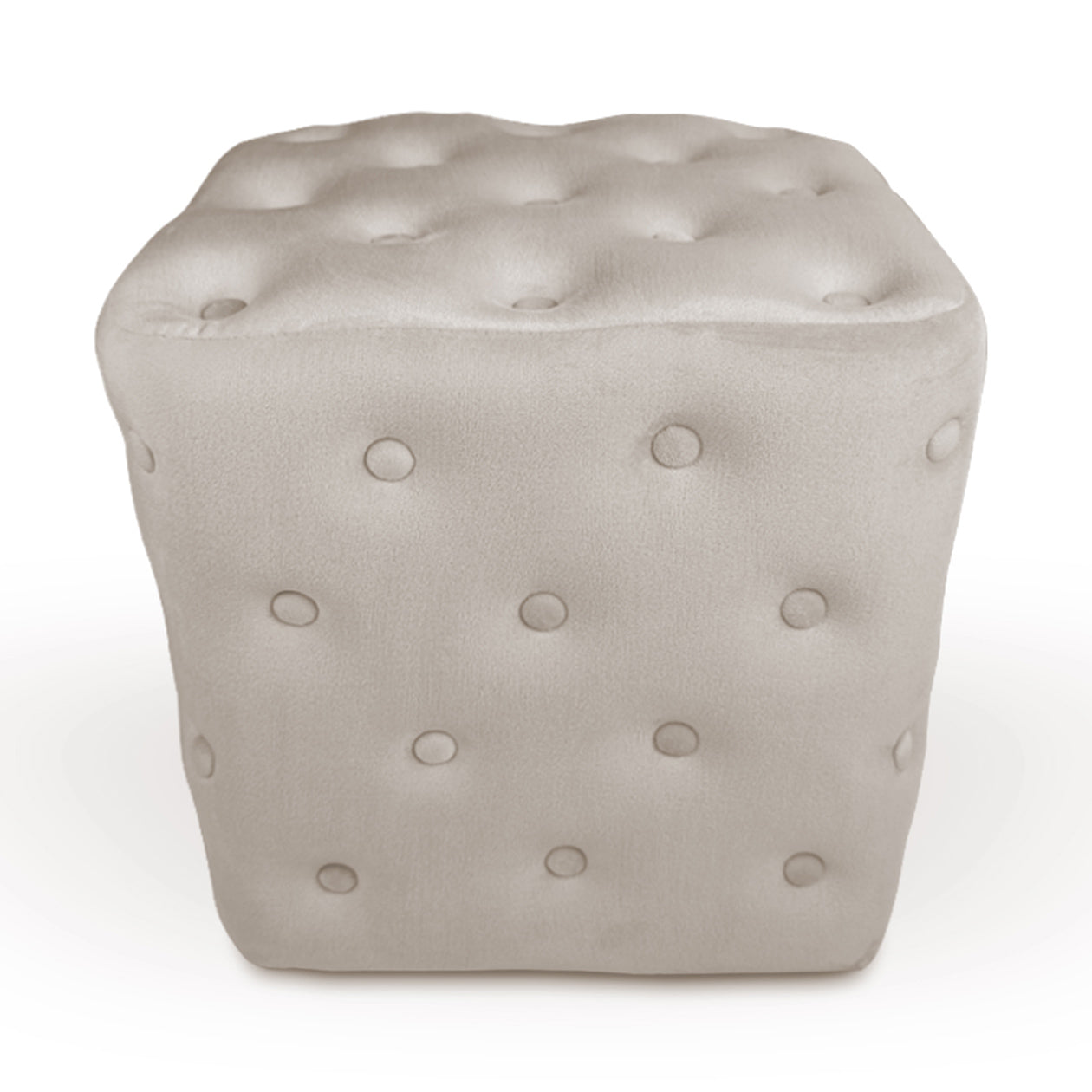 Pouf poggiapiedi quadrato, pouf divano in velluto tortora mod.Otto