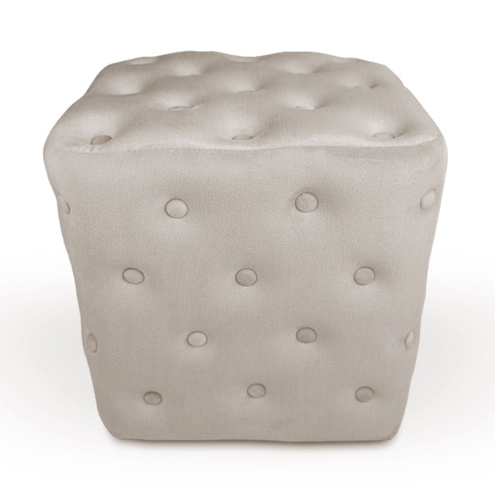 Pouf poggiapiedi quadrato, pouf divano in velluto tortora mod.Otto
