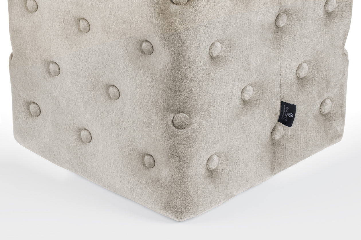 Pouf poggiapiedi quadrato, pouf divano in velluto tortora mod.Otto