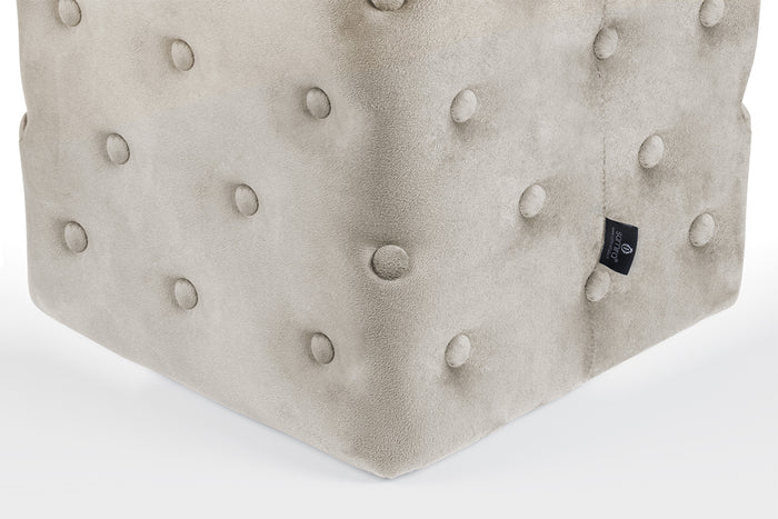 Pouf poggiapiedi quadrato, pouf divano in velluto tortora mod.Otto