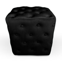 Pouf poggiapiedi quadrato, pouf divano in velluto nero mod.Otto