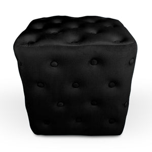 Pouf poggiapiedi quadrato, pouf divano in velluto nero mod.Otto