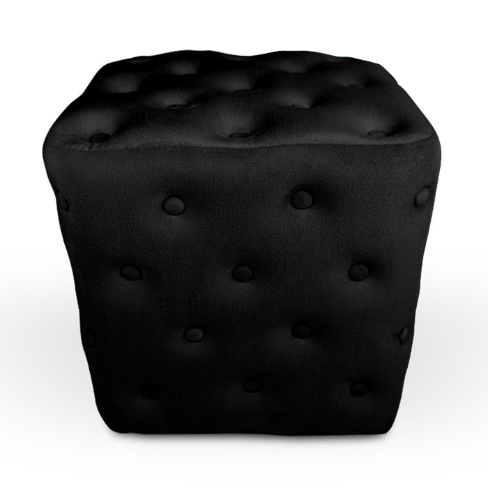 Pouf poggiapiedi quadrato, pouf divano in velluto nero mod.Otto