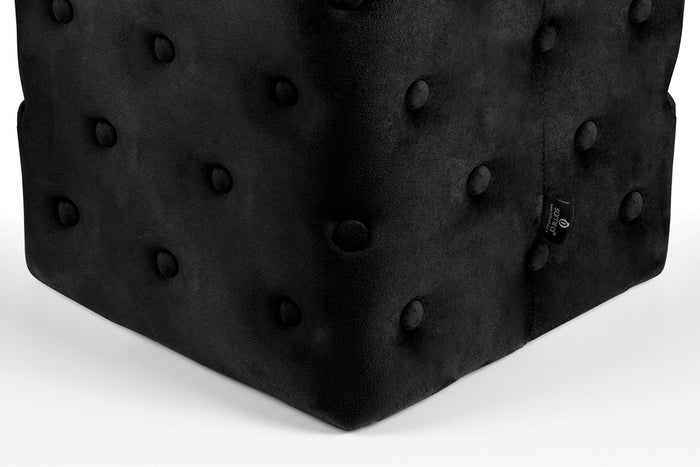 Pouf poggiapiedi quadrato, pouf divano in velluto nero mod.Otto