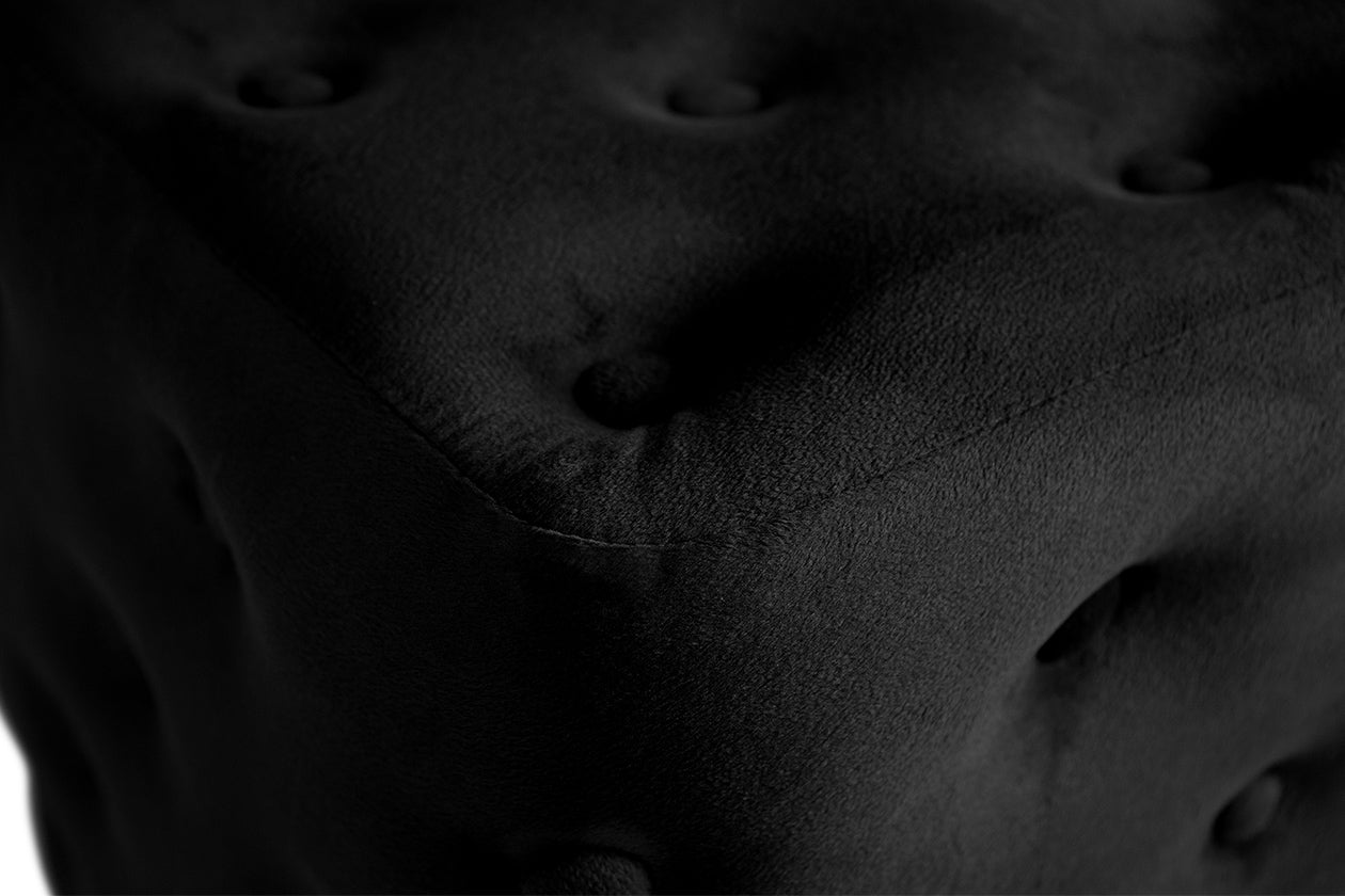 Pouf poggiapiedi quadrato, pouf divano in velluto nero mod.Otto
