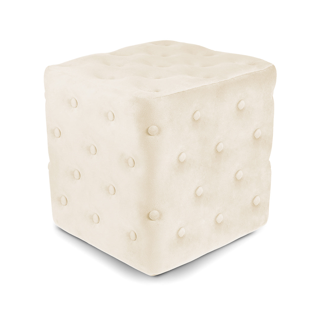 Pouf poggiapiedi quadrato, pouf divano in velluto beige mod.Otto