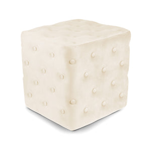 Pouf poggiapiedi quadrato, pouf divano in velluto beige mod.Otto