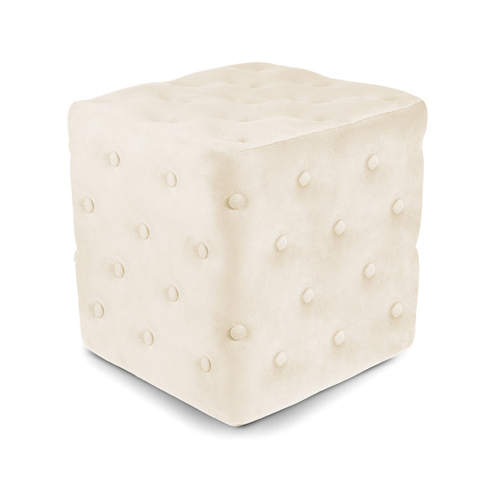 Pouf poggiapiedi quadrato, pouf divano in velluto beige mod.Otto