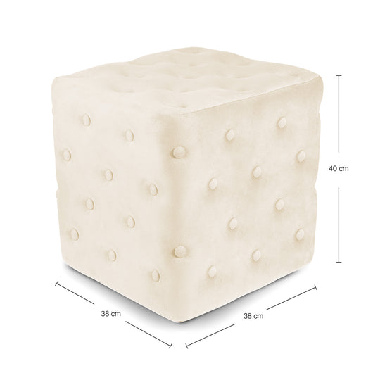 Pouf poggiapiedi quadrato, pouf divano in velluto beige mod.Otto