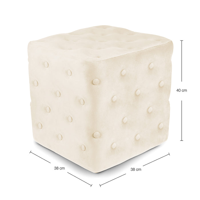 Pouf poggiapiedi quadrato, pouf divano in velluto beige mod.Otto