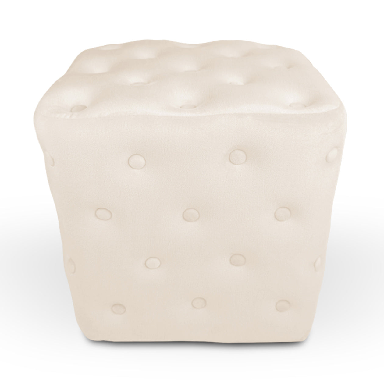 Pouf poggiapiedi quadrato, pouf divano in velluto beige mod.Otto