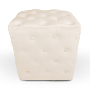 Pouf poggiapiedi quadrato, pouf divano in velluto beige mod.Otto