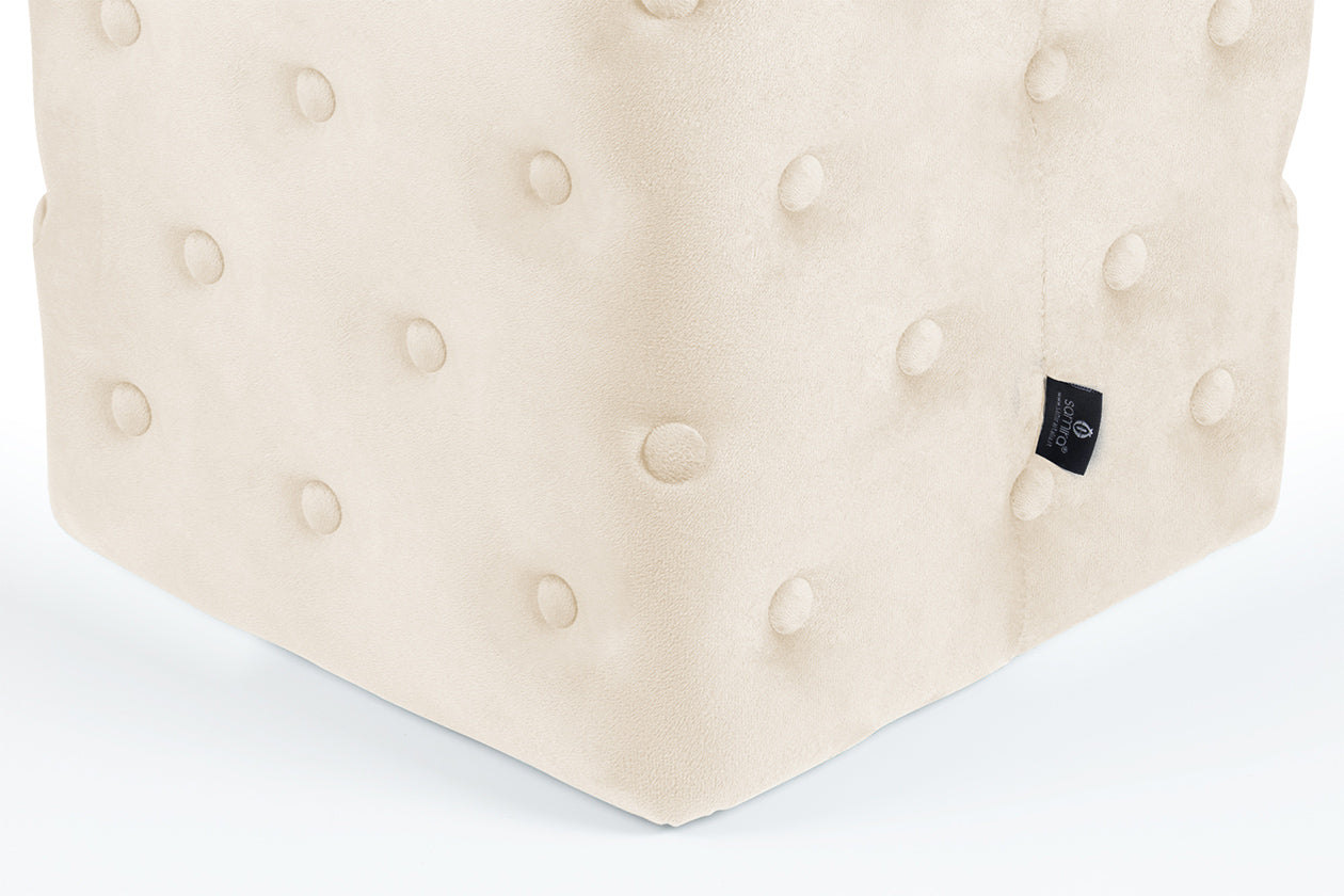Pouf poggiapiedi quadrato, pouf divano in velluto beige mod.Otto