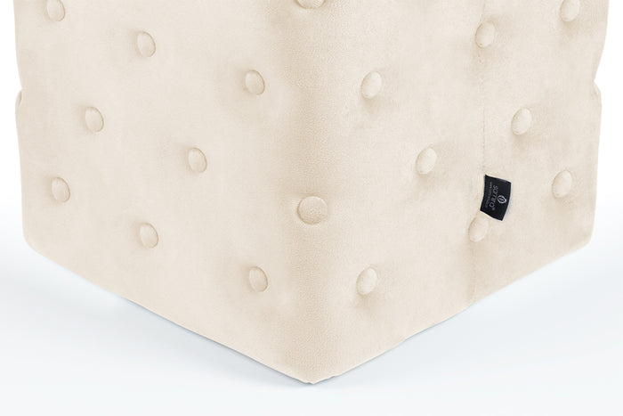 Pouf poggiapiedi quadrato, pouf divano in velluto beige mod.Otto