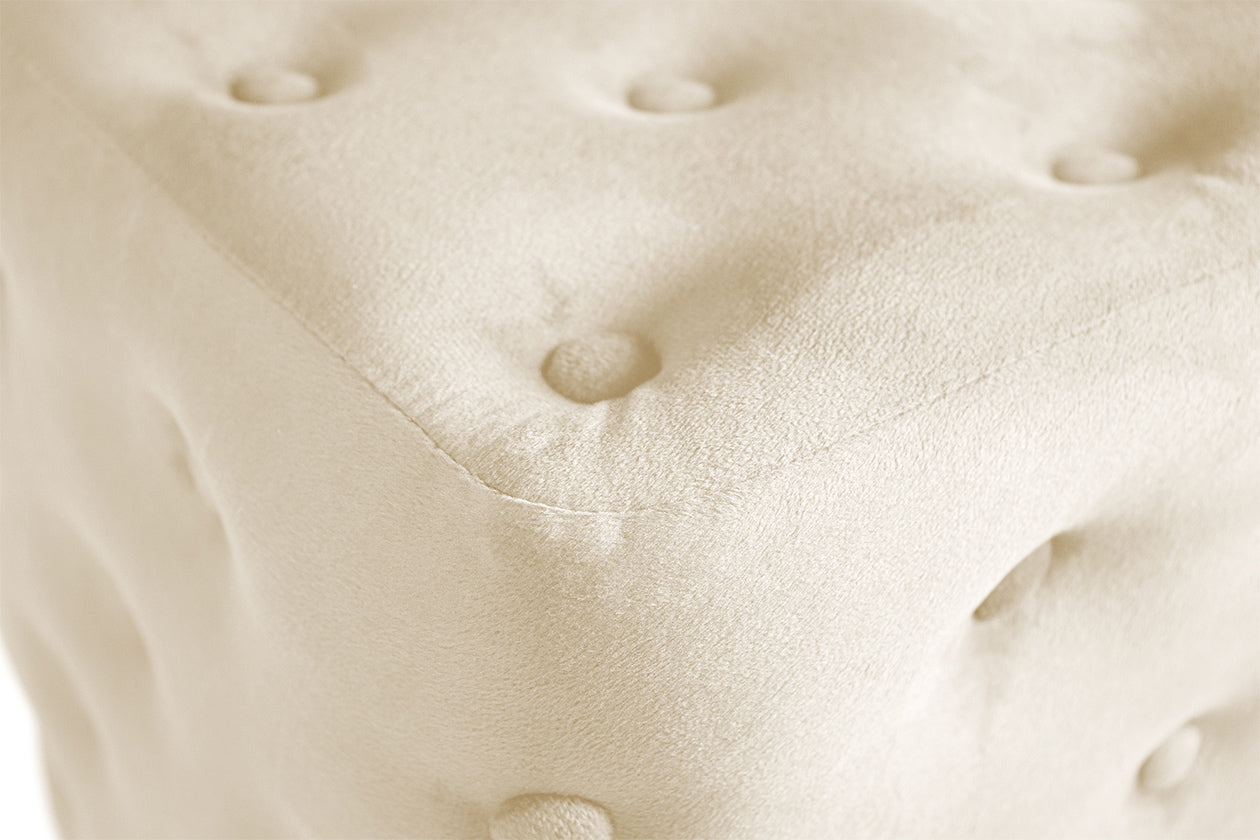 Pouf poggiapiedi quadrato, pouf divano in velluto beige mod.Otto