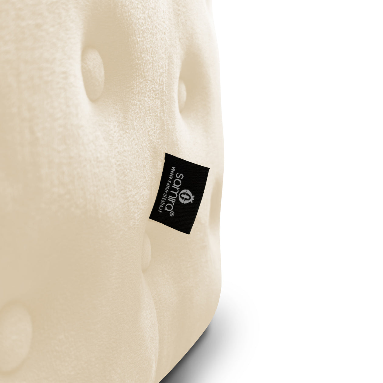 Pouf poggiapiedi quadrato, pouf divano in velluto beige mod.Otto