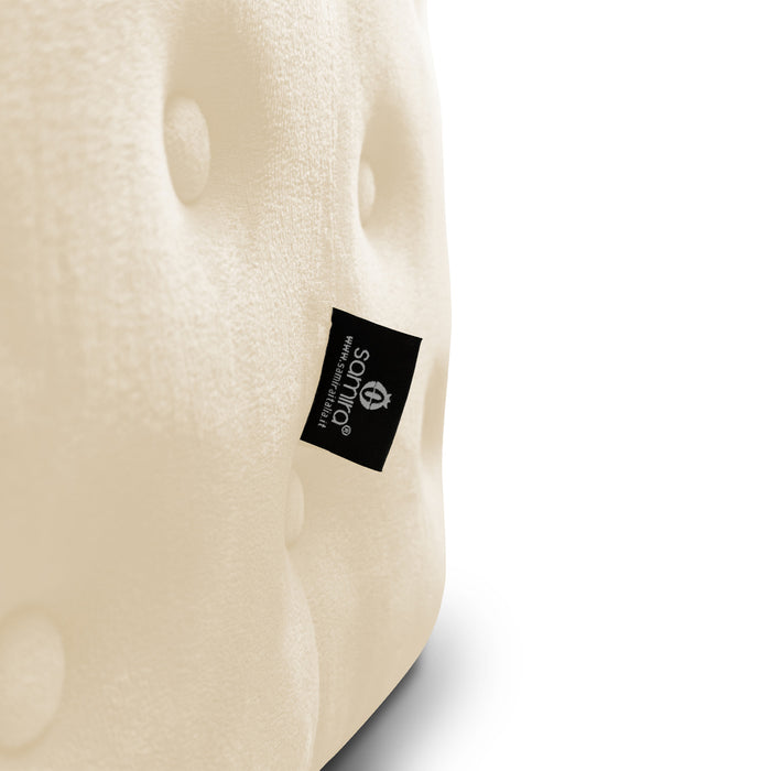 Pouf poggiapiedi quadrato, pouf divano in velluto beige mod.Otto