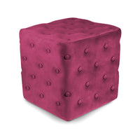 Pouf poggiapiedi quadrato, pouf divano in velluto bordeaux mod.Otto