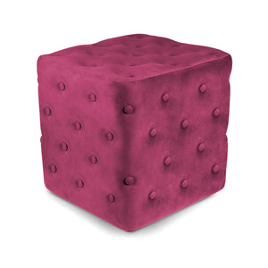 Pouf poggiapiedi quadrato, pouf divano in velluto bordeaux mod.Otto