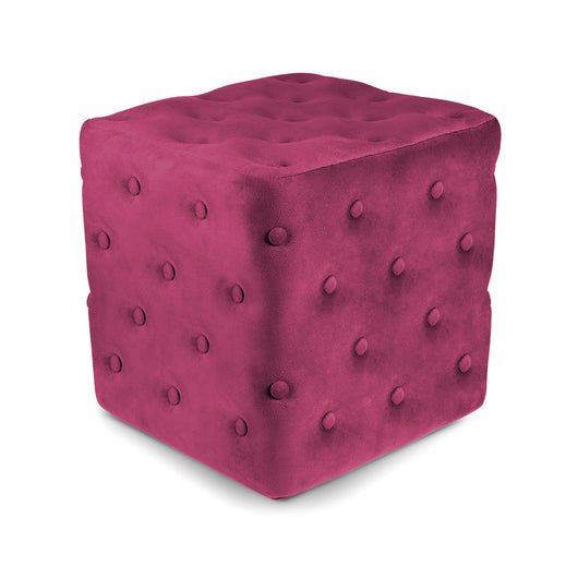 Pouf poggiapiedi quadrato, pouf divano in velluto bordeaux mod.Otto