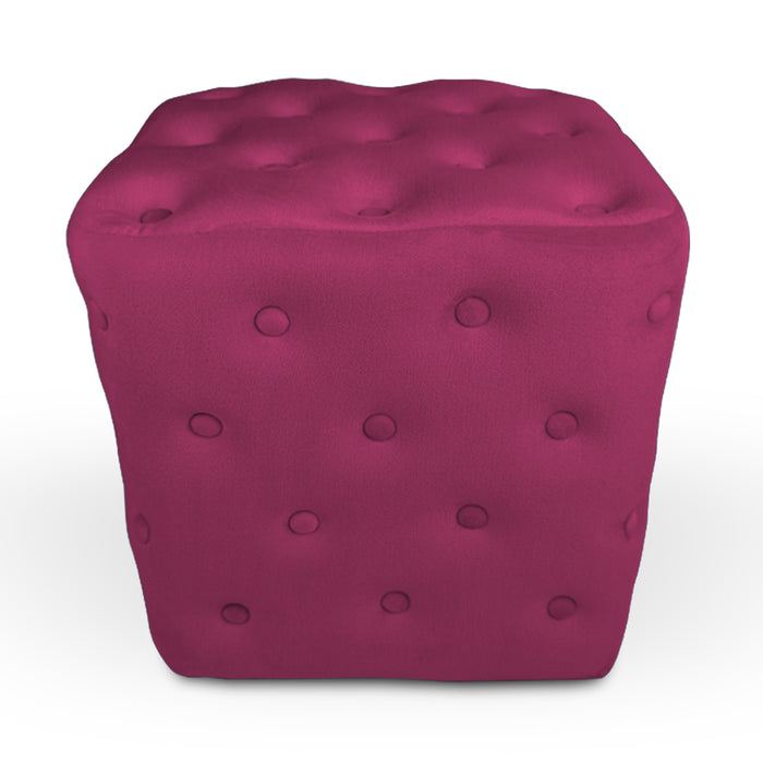 Pouf poggiapiedi quadrato, pouf divano in velluto bordeaux mod.Otto