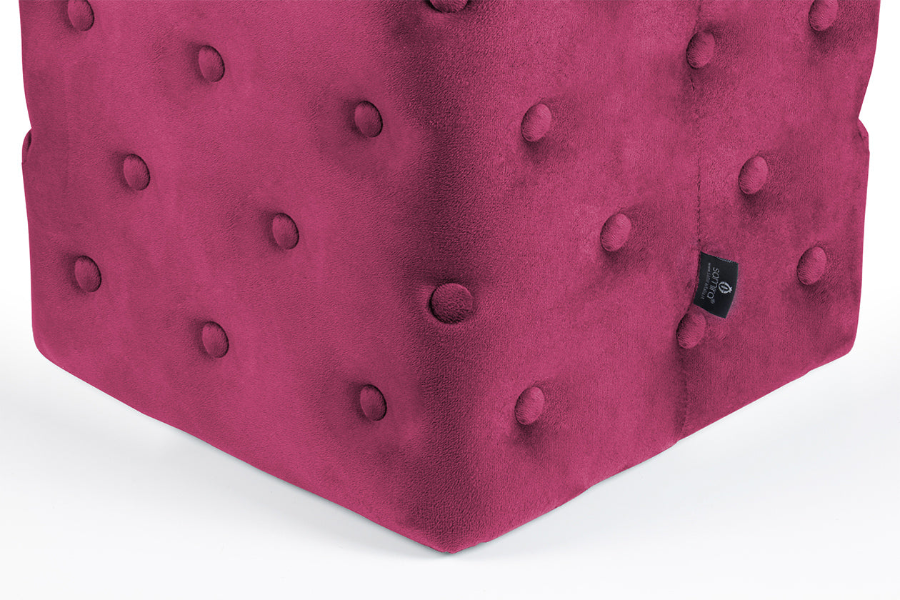 Pouf poggiapiedi quadrato, pouf divano in velluto bordeaux mod.Otto